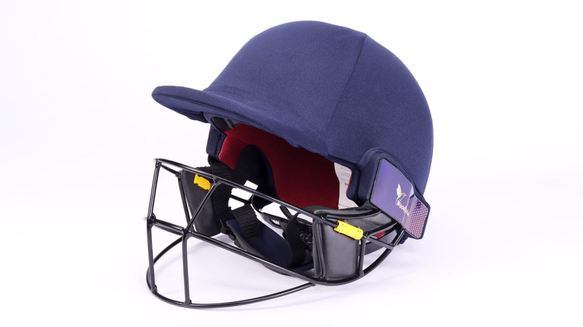 Woodpecker Pro 2.0 Professional Grade Cricket Batting Helmet with Carbon Steel | Navy Blue | Steel Double Grille Face Guard