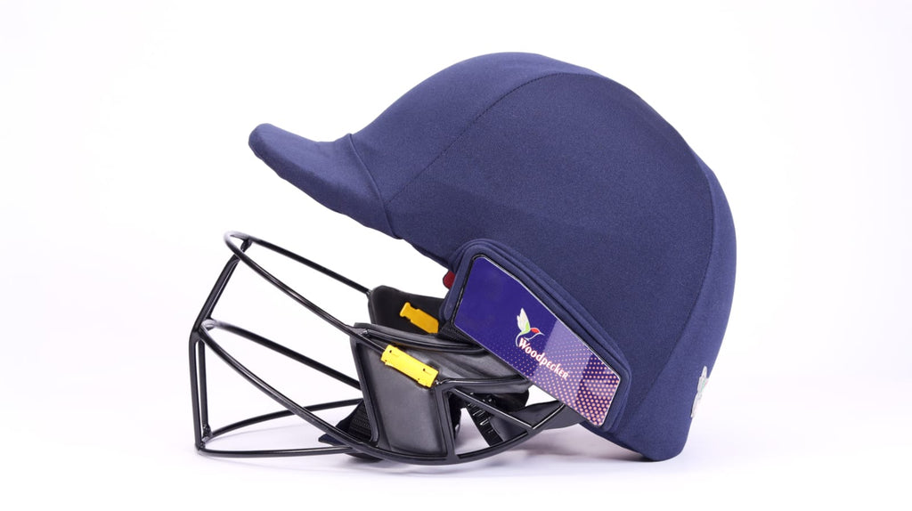 Woodpecker Pro 2.0 Professional Grade Cricket Batting Helmet with Carbon Steel | Navy Blue | Steel Double Grille Face Guard