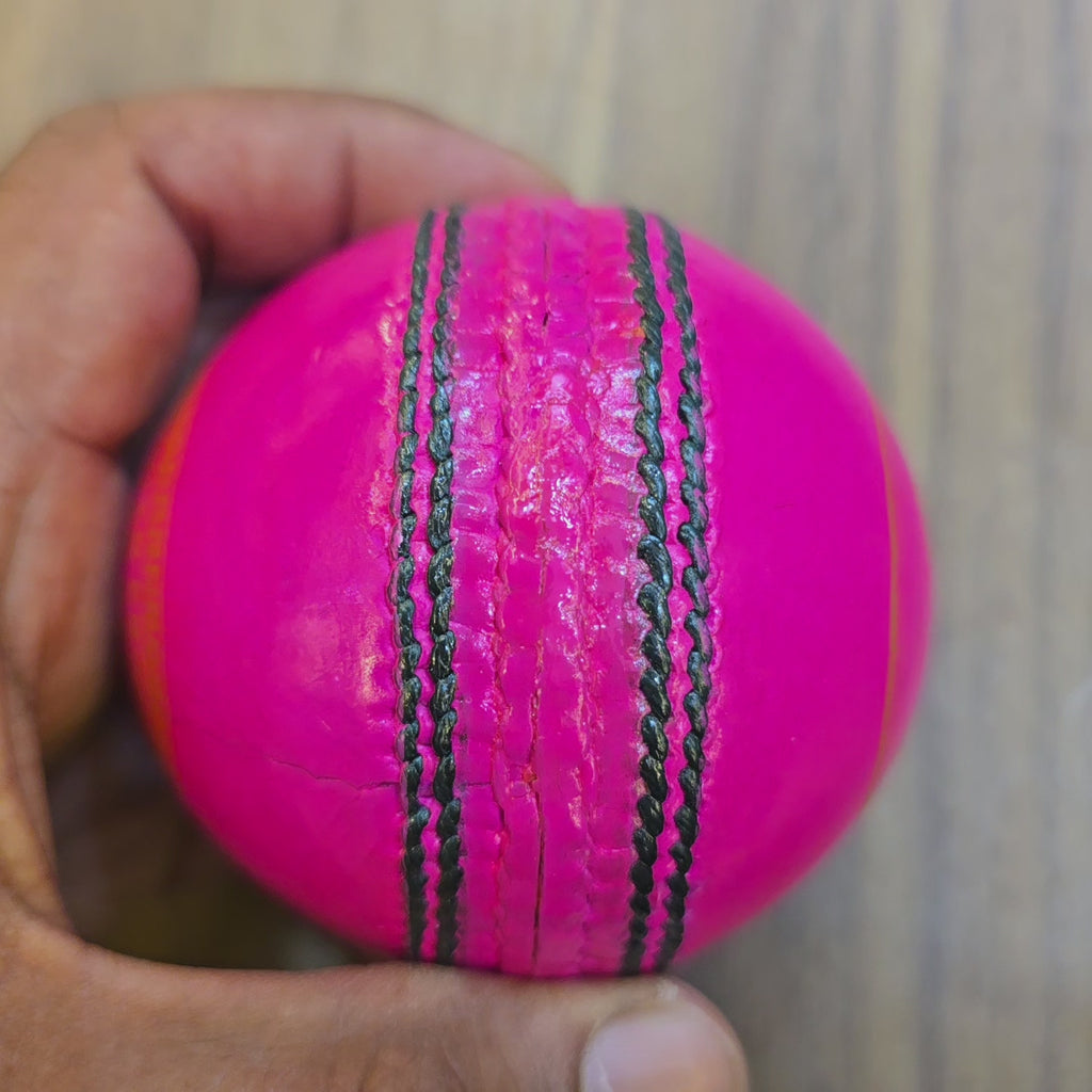 TEST GRADE A LEATHER BALL | 4 PIECE BALL | 35 OVER | PINK